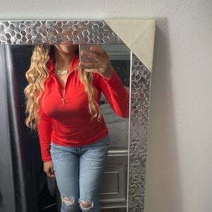 STYLEWE Vibrant burnt orange Long Sleeve Zip-Up Top